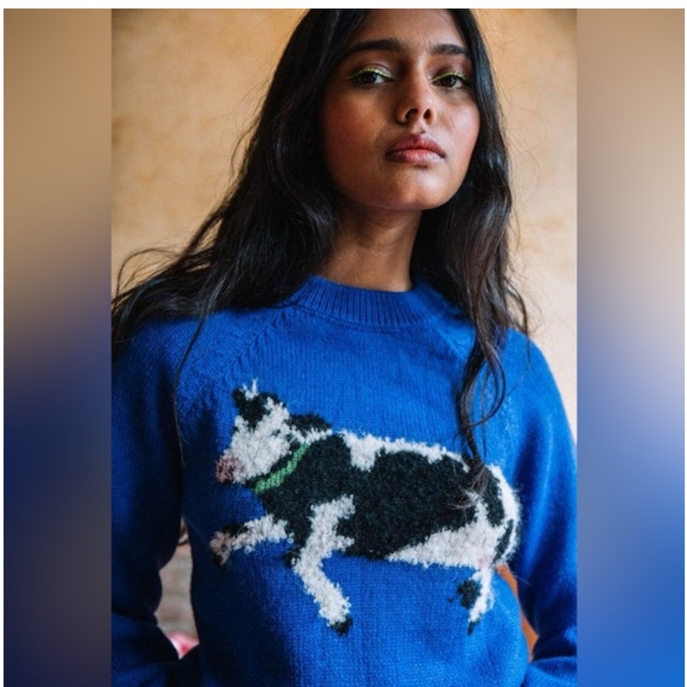 Rachel Antonoff Cow Bessie Sweater Blue size XS